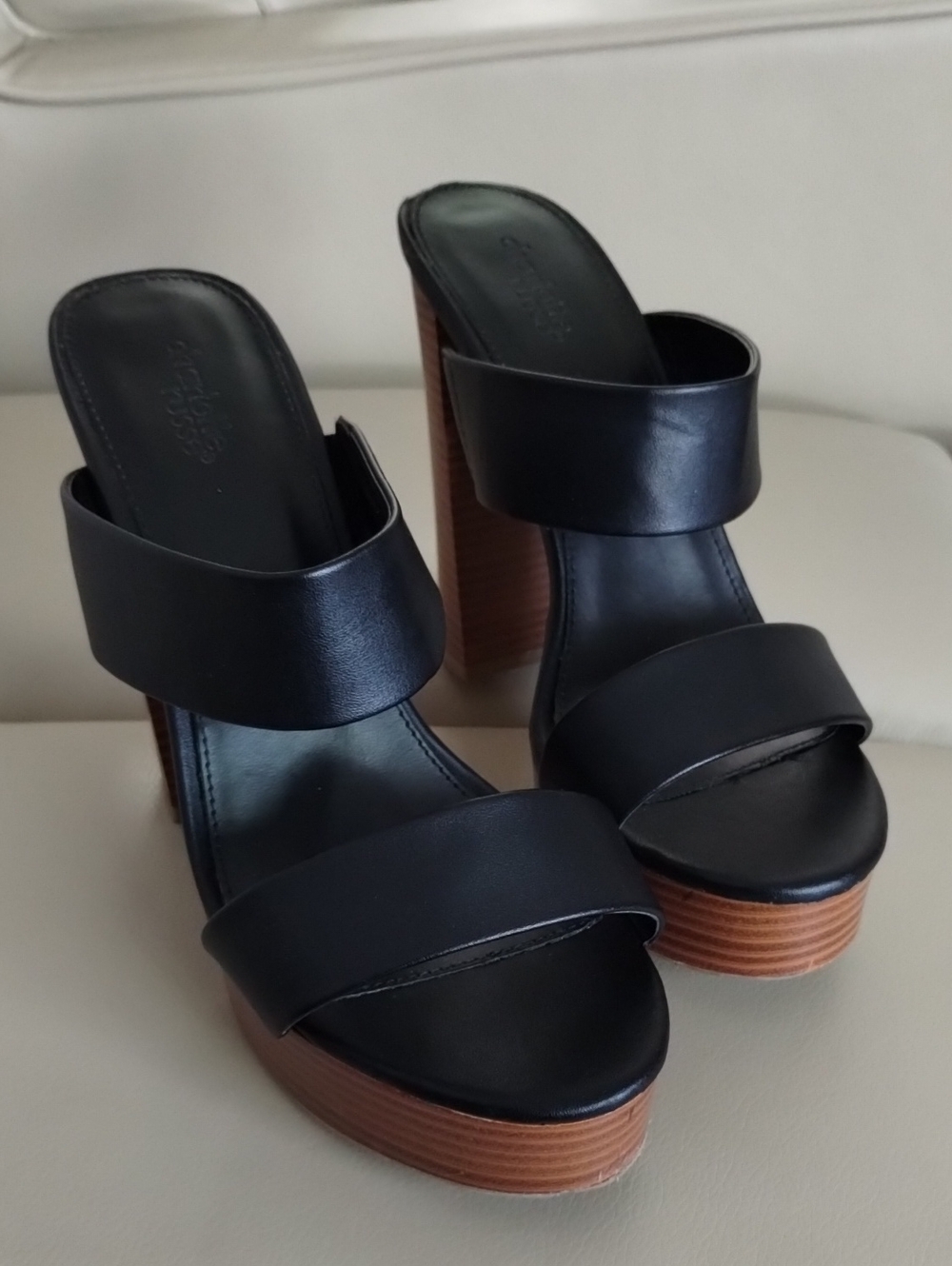 Charlotte Russe Black Strappy Platform Block Heels size 9